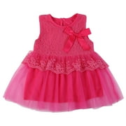 0-2T Infant Baby Girl Bow Lace Ball Gown Princess Dresses