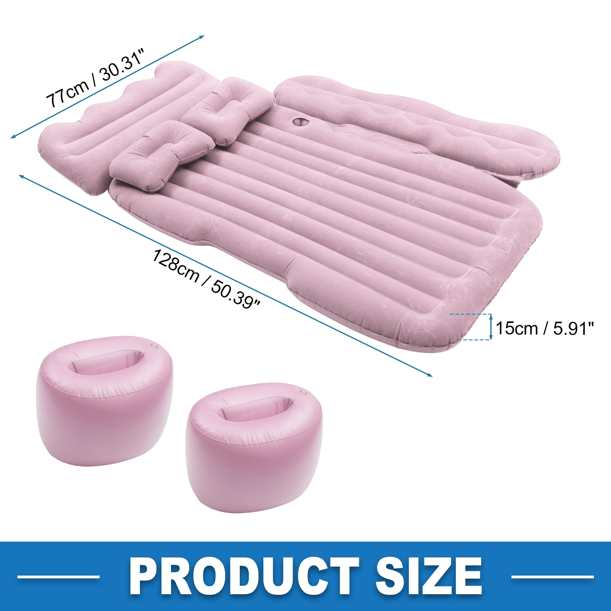 Car Air Mattress Sleeping Mat 50.39"x30.31"x5.91" Back Seat Bed Air Mattress Bed with Pillows Pink