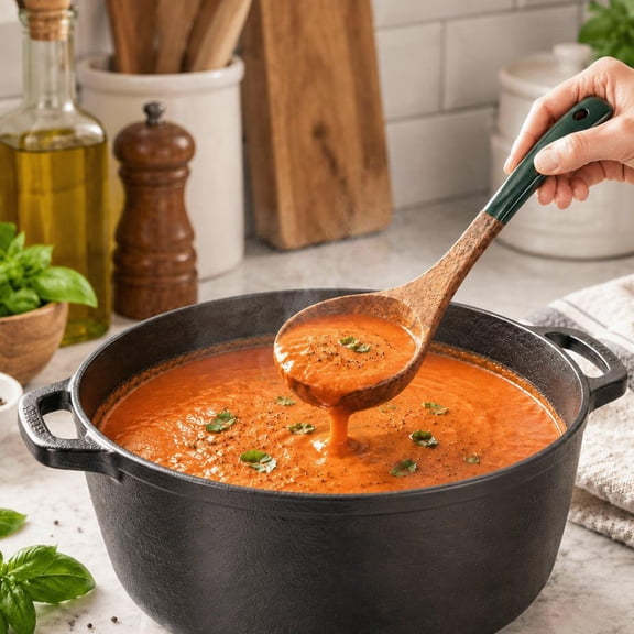 Wooden Spoon with Dark Green Handle, Kitchen Utensil for Daily Cooking 9.44in