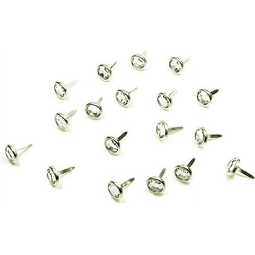 100 BRADS FOR CRAFTS & SCRAPBOOKING CLEAR ROUND CRYSTAL WEDDING 10MM x 12MM APRX 100