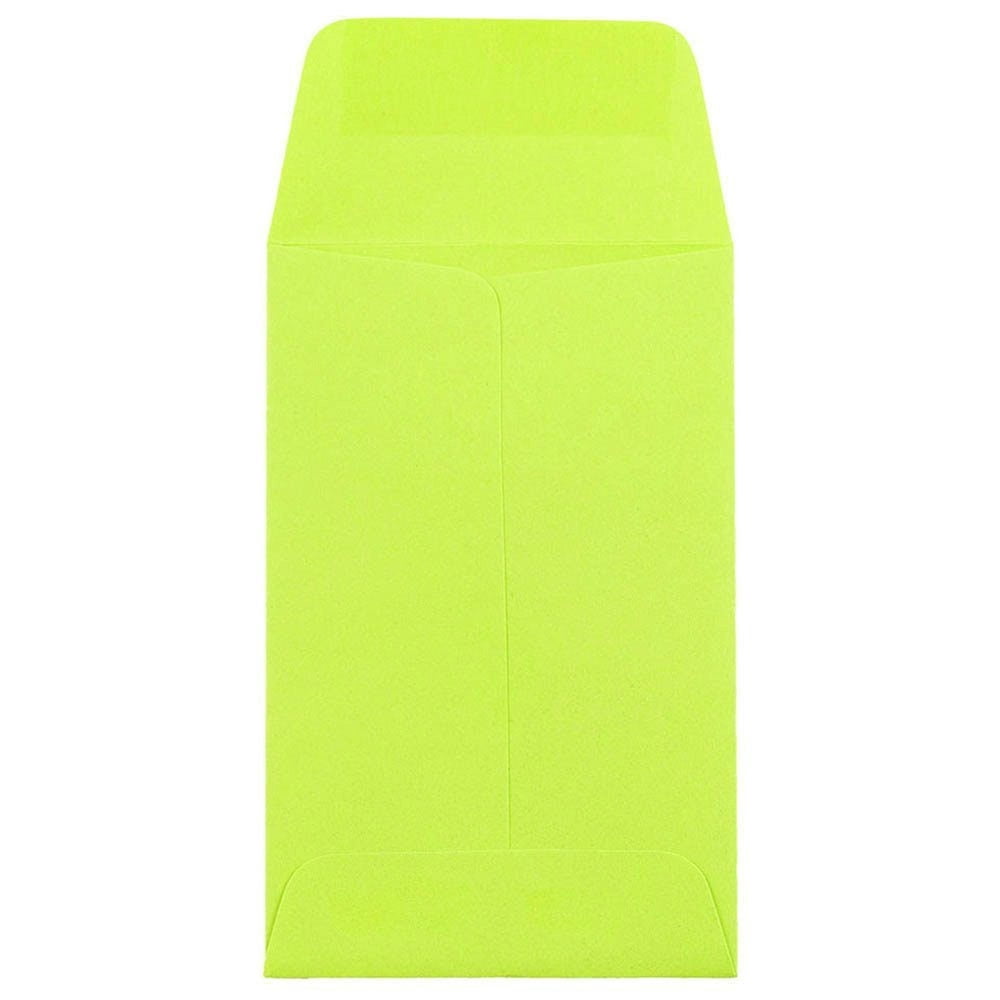 JAM Paper #1 Coin Envelopes, 2 1/4 x 3 1/2, Lime Green, 100/Pack