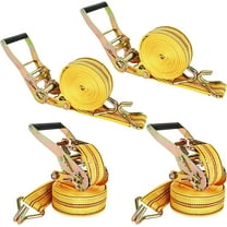 4Pack Heavy Duty Ratchet Straps, 2Inch 20Ft Tie Down Straps with Double J Hook, 4400 LBS Break Strength Cargo Ratchet Straps for Moving and Securing Cargo Lawn Equipment and Motorcycles