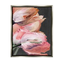 Stupell Industries Pink Tulips Flower Arrangement Botanical & Floral Painting Gray Floater Framed Art Print Wall Art