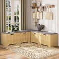thumbnail image 7 of Demi Bonn 3-Piece L-Shaped Multifunctional Storage Bench with Padded Shoe Bench, Kitchen Corner Stool Toy Storage Box Reading Nook Seat, 63"D x 63"W x 19.1"H, Brown, 7 of 7