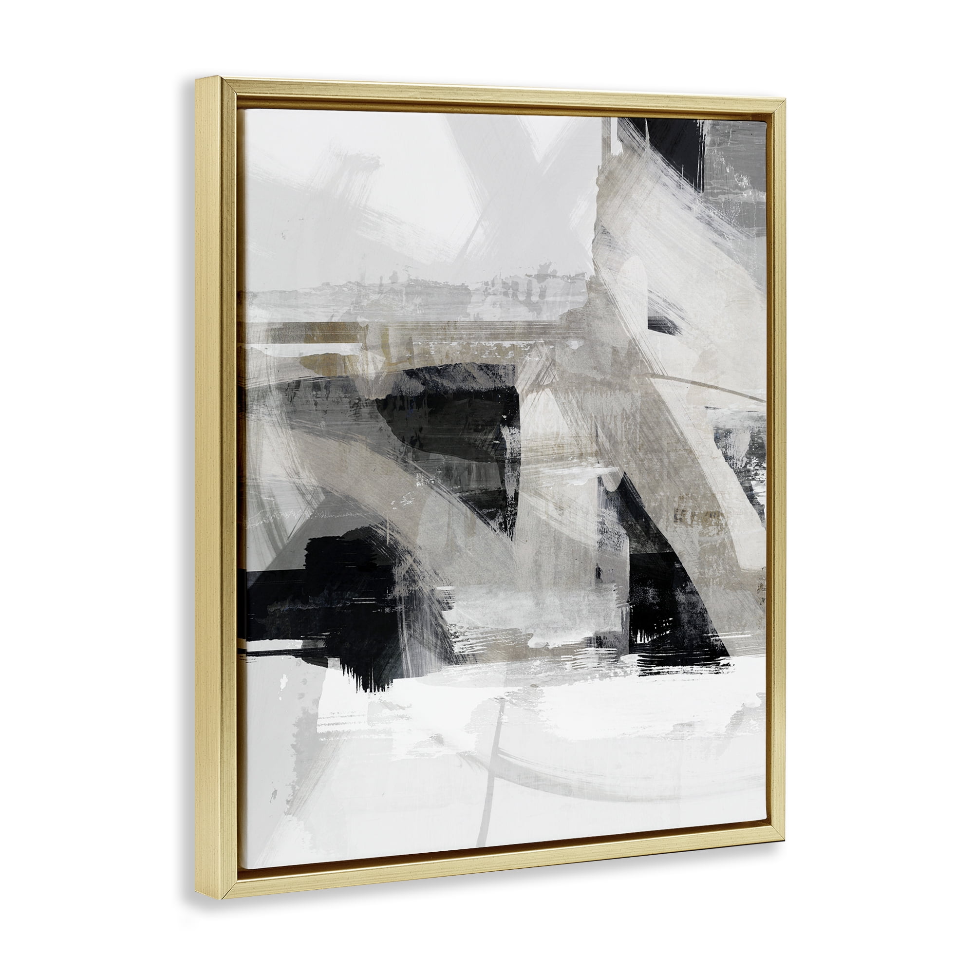 Stupell Industries Urban Industrial Complex Abstract Painting Gold Floater Framed Canvas Art Print Wall Art, 17 x 21