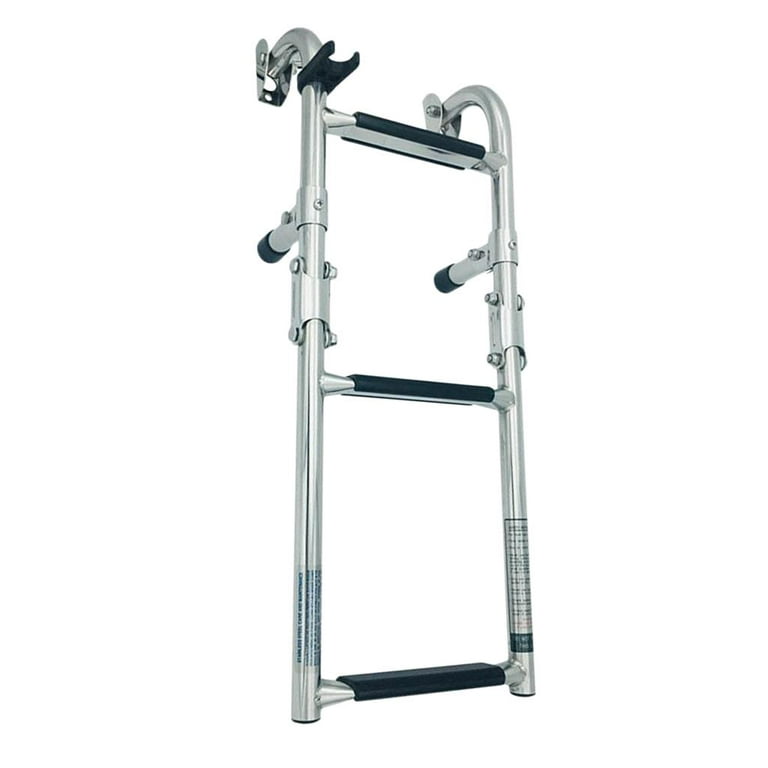 Marine Boat Stainless Steel 3 Step Telescopic Ladder - Folding