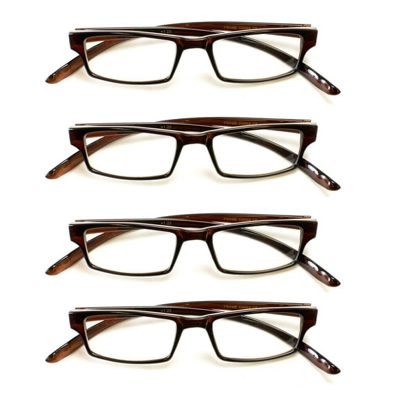 4 PairsNewbee Fashion - Basic Simple Geeky Comfortable Wrap Around Reading Glasses,  1.75