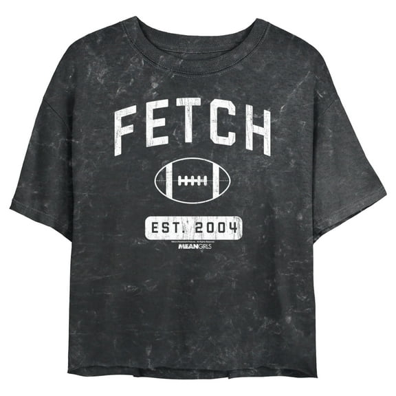 Junior's Mean Girls Distressed Fetch Football Graphic Crop T-Shirt Black Large