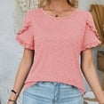thumbnail image 2 of FAIWAD Womens Summer Tunic Tops Ruffle Short Sleeve Round Neck Tops Cute Dressy Casual Blouses Tshirt, 2 of 4