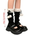 thumbnail image 3 of Milue Women Leg Warmers Ball Knit Leg Warmers Long Leg Socks JK Uniform Foot Cover, 3 of 20