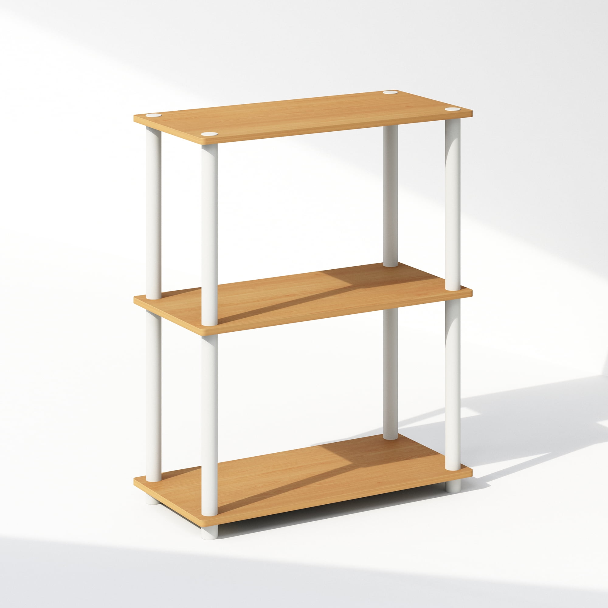 Furinno 3 Tier Multipurpose Compact Display Standard Bookcase, Woods White, 29.60"