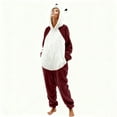thumbnail image 2 of Ruimatai Unisex Adult Bear Hooded Onesie Pajamas Winter Warm Fluffy Loose Funny Sleepwear with Pockets for Cozy Comfort, 2 of 7