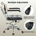 thumbnail image 2 of TUAREX Modern Rattan Desk Chair, 360° Swivel Vanity Chair, Adjustable Height with Wheels, PU Leather Seat & Armrests, Mid-Century Style, Black, 2 of 6