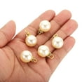thumbnail image 4 of Unique Bargains Pendentifs Perles Factices 16 mm, Lot de 100 Perles Rondes Imitation Perle avec Strass, Beige Doré, 4 of 6