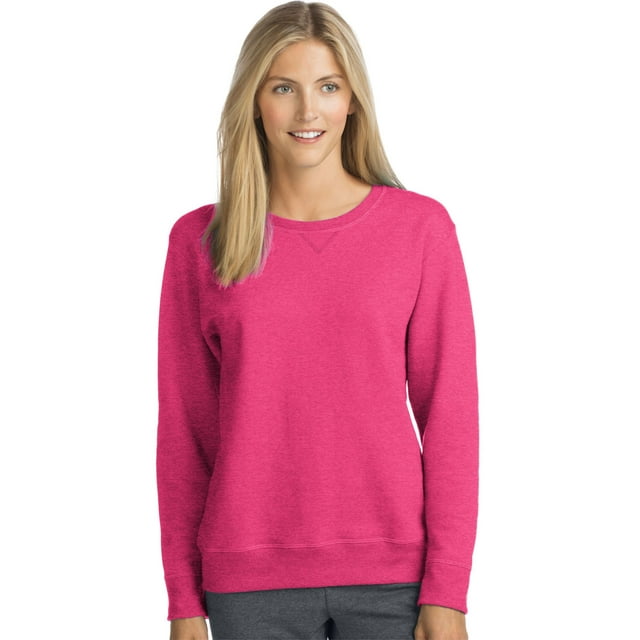 Hanes Chandail en Molleton Col Rond ComfortSoft EcoSmart pour Femmes, 2TG, 2TG, Rose Jazzberry