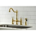 thumbnail image 3 of Kingston Brass KS1277PXBS Heritage Bridge Kitchen Faucet with Brass Sprayer, Brushed Brass, 3 of 5