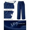 thumbnail image 5 of SHOWMALL Womens Plus Wide Leg Pants High Waisted Palazzo Pants Navy Blue 4X Belted Lightweight Work Pants Lose Trousers with Pockets, 5 of 9