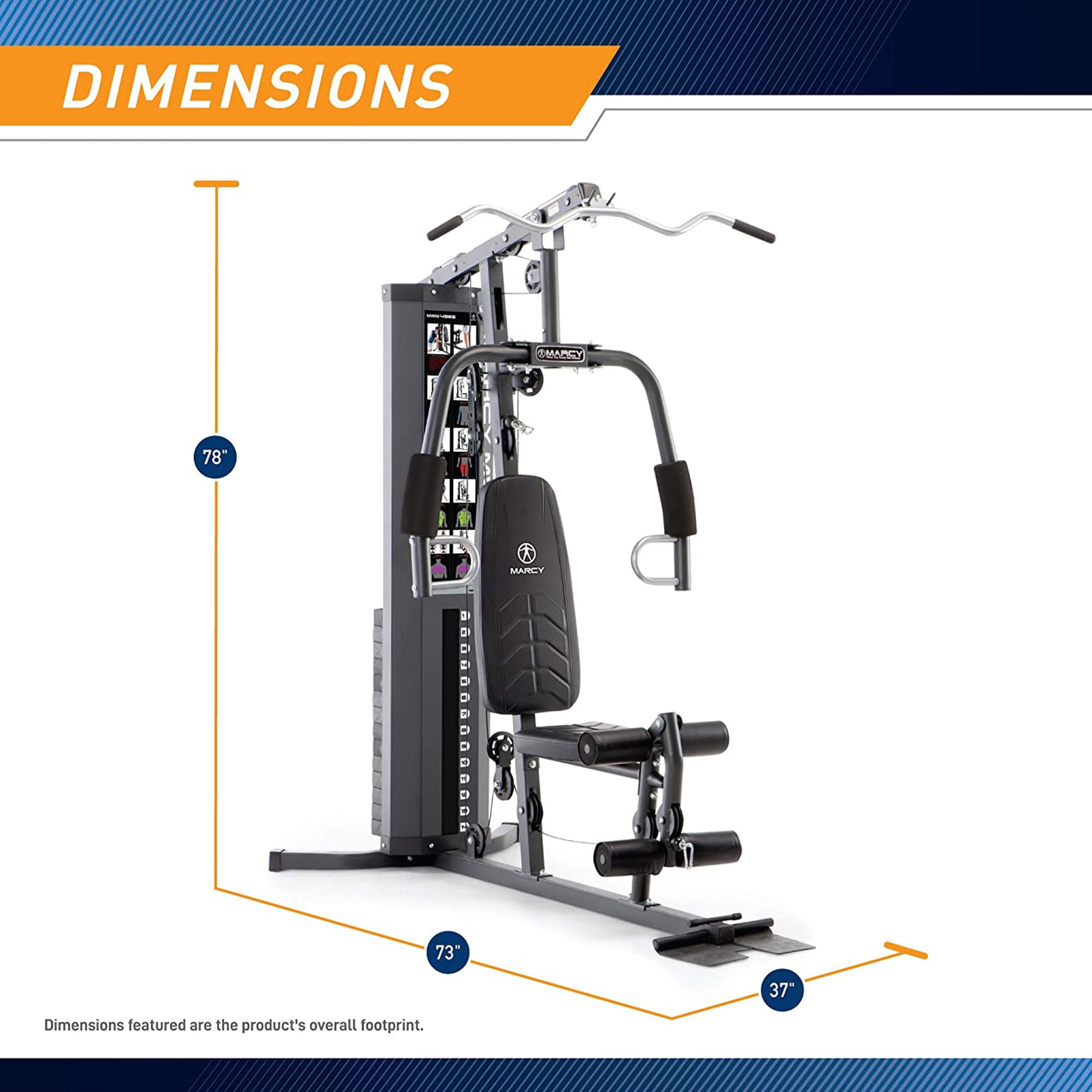 Marcy Home Gym Workout Station w/ Weights, Full Body Training System, White