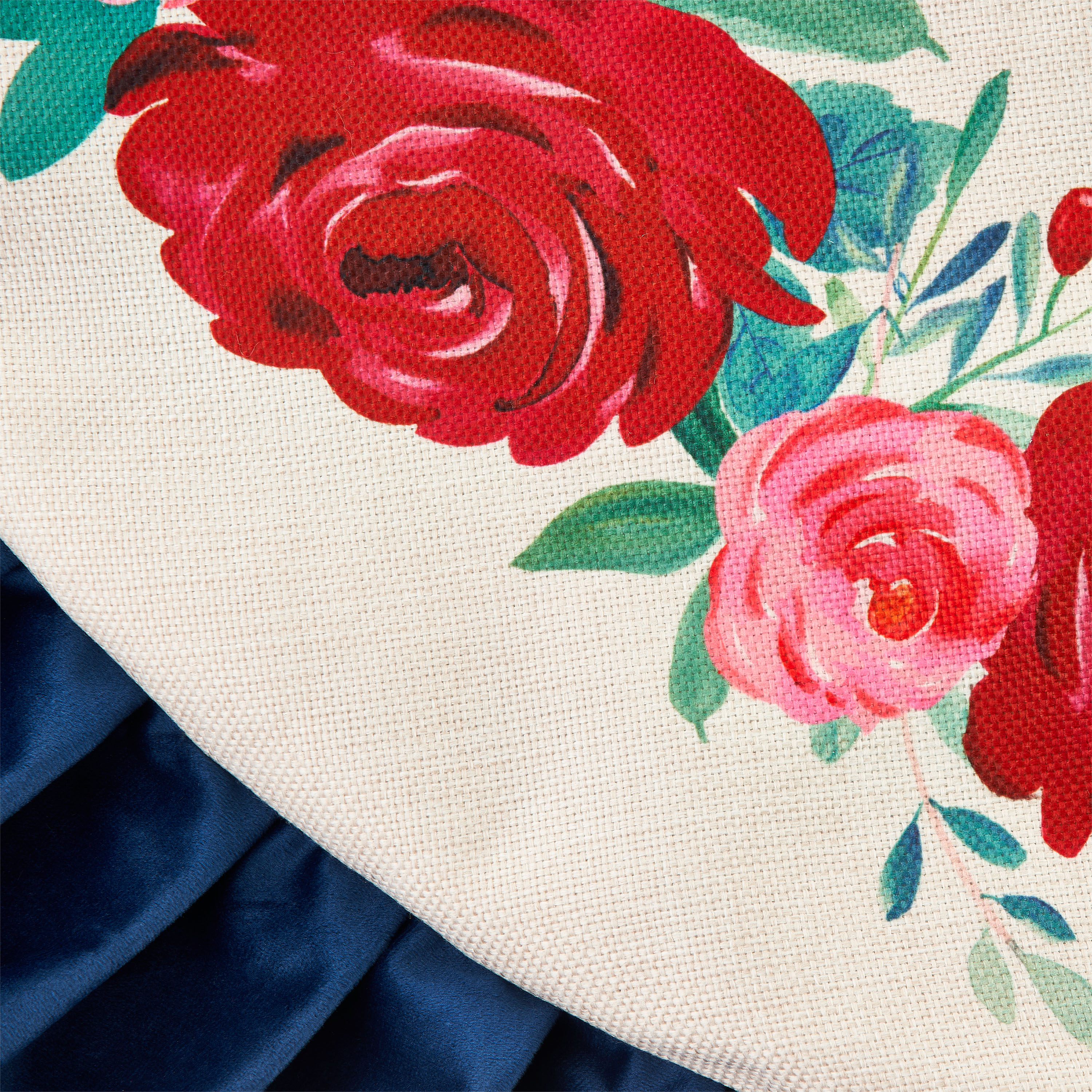 The Pioneer Woman Blue Ruffle & Red Roses Christmas Tree Skirt, 48" - image 3 of 5