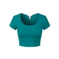thumbnail image 1 of MixMatchy Women's Cotton Solid Scoop Neck Cap Sleeve Crop Top Shirt, 1 of 4