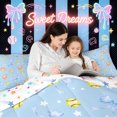 thumbnail image 4 of meiyoeat Blue Softball Bow Twin Bedding for Girls, Cute Ball Glove Print Bedding Comforter Set, Star Reversible, 7-Piece, 4 of 6