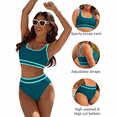 thumbnail image 3 of Olaglory Bikini Sets for Women High Waisted, Sporty Two Piece Tummy Control Swim Suits for Women 2026 Color Block Cheeky High Cut Bathing Suits, Dark Green Blue, 3 of 8