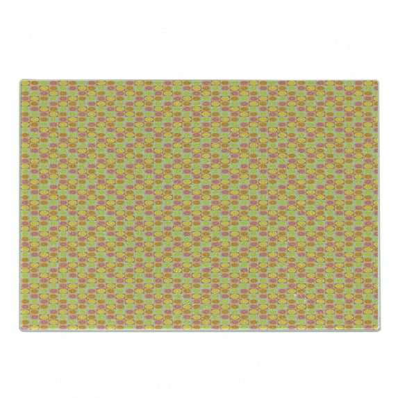 Fruit Cutting Board, Citrus Fruits Themed Squares Grid Lemon Lime Grapefruit Orange and Tangerine Pattern, Decorative Tempered Glass Cutting and Serving Board, Small Size, Multicolor, by Ambesonne
