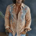 thumbnail image 2 of Mens Boho Hawaiian Hippie Patterned Shirt Retro Casual Button Down Top Vacation Holiday Resort Outfit Blouse, 2 of 5