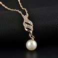thumbnail image 6 of UDIYO Women Wedding Rhinestone Faux Pearl Spiral Pendant Necklace Earrings Jewelry Set, 6 of 6