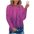 thumbnail image 2 of IROINID en Solde T-Shirt à Manches Longues en Polyester pour Femmes Confortable Été Col Rond Imprimé Blouses de Sortie, Rose Vif, 2 of 4