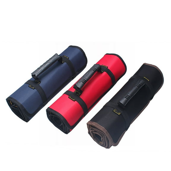 Walbest Tool Roll Rugged Bag, Heavy Duty Water Resistant Tool Roll Up Storage Organizer Handbag, Hanging Tote Carrier for Electrician Plumber Carpenter or Mechanic (Blue)