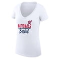 thumbnail image 2 of Women's G-III 4Her by Carl Banks  White Washington Nationals Team Graphic V-Neck Fitted T-Shirt, 2 of 3
