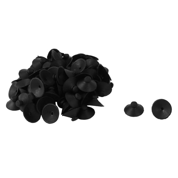 Unique Bargains Aquarium Fish Tank Rubber Suction Cup Clip Sucker Black 20mm Diameter 100pcs