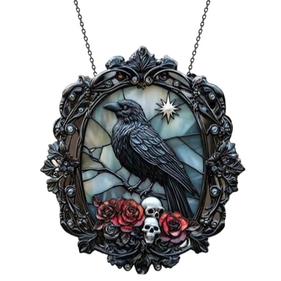 1PC Acrylic Crow on Lamp Ornament, Gothic Halloween Hanging Decor for Dark Academia Home, Acrylic, (One Size, E)