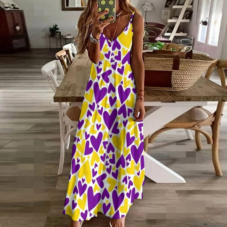 open lace back dress Purple and Yellow Gradient V-neckline Straps Tulle Evening Gown, Long –  Cutedressy main image 1