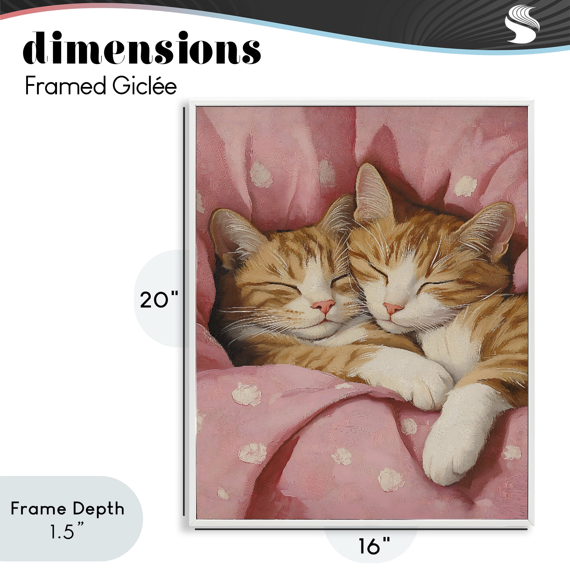 Stupell Industries Sleeping Orange Cats Embrace White Framed Giclee Art, design by The Prints Vibe