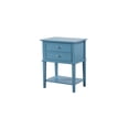 thumbnail image 3 of Teal Nightstand - 2 Drawer Storage & Open Shelf - Solid Wood & Metal Accent Design, 3 of 5