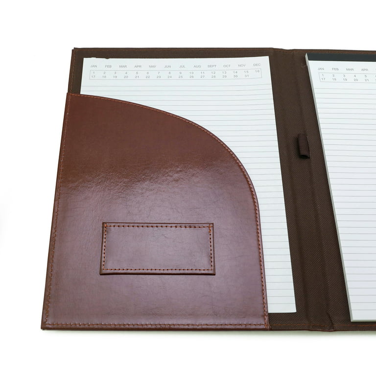Pen+gear Bonded Leather Padfolio, Brown, 9.5 in x 12.25 in, 1 College Ruled Writing Pad Included