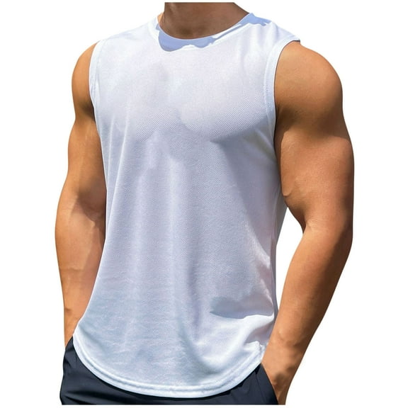 JIUKE Men Eyelet Tank Tops Sleeveless Athletic T-Shirts Crewneck Lightweight Quick Dry Muscle Tees Summer Clothes
