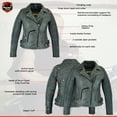 thumbnail image 4 of Daniel Smart XS to 4XL Women Motorcycle Leather Jacket Cowhide leather with unique Grey Grommet detailing, 4 of 6