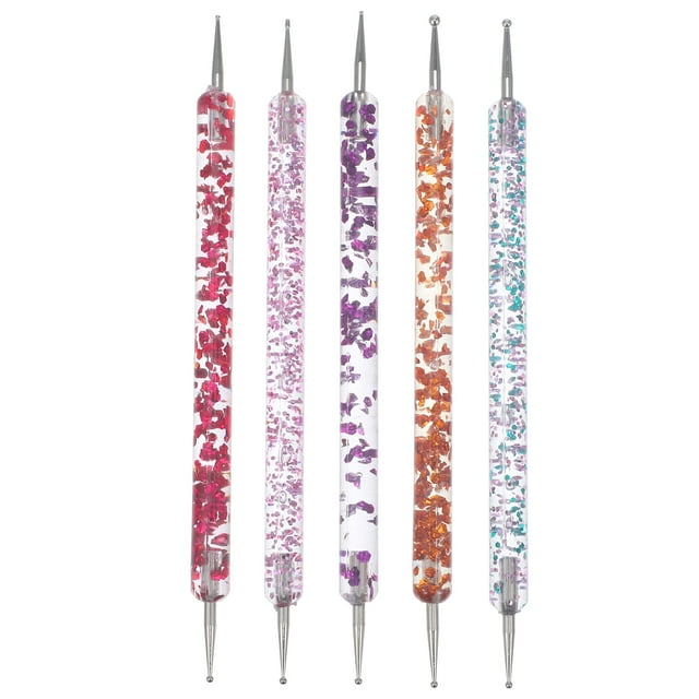 GOOHOCHY Juego de 5 herramientas para manicura y decoración de uñas, con diamantes de imitación acrílicos y bolígrafo de doble punta para manicura (colorido)