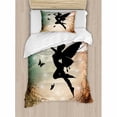thumbnail image 3 of Nature Queen Size Duvet Cover Set, Black Fairy with Angel Wings Butterflies and Sun like Alluring Round Artwork Print, Decorative 3 Piece Bedding Set with 2 Pillow Shams, Multicolor, by Ambesonne, 3 of 3