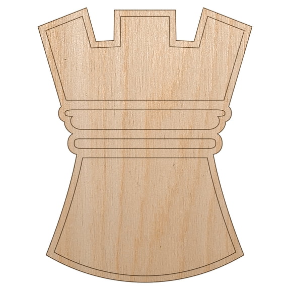 Chess Piece White Rook Wood Shape Unfinished Piece Cutout Craft DIY Projects - 4.70 Inch Size - 1/8 Inch Thick