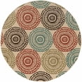 thumbnail image 1 of homeroots home decor 388694 Tapis d'Intérieur et d'Extérieur Rond de 8 Pieds à Médaillon Beige et Bleu, 1 of 1