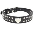 thumbnail image 1 of Collar de perro de cuero con remache de corazón brillante de diamantes de imitación de 2 filas para tamaño pequeño, 1 of 5