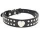 thumbnail image 1 of Collar de perro de cuero con remache de corazón brillante de diamantes de imitación de 2 filas para tamaño pequeño, 1 of 5