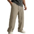 thumbnail image 2 of Afelkas Men's Relaxed Fit Casual Pants Drawstring Waist Lightweight Trousers for Daily Workwear and Easy Casual Weekend Outings Khaki,M, 2 of 7