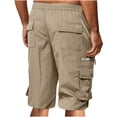 thumbnail image 4 of Nestiefly Mens Cargo Shorts Elastic Waist Drawstring Casual Work Outdoor Short Lightweight Summer Shorts with Multi Pocket Khaki 2XL, 4 of 6