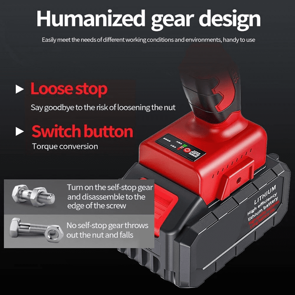 iMeshbean 600 N.m Cordless Electric Impact Wrench 1/2'' High Power Screwdriver Li-ion Battery