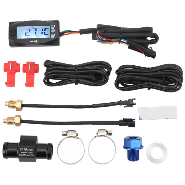 Medidor Digital LCD para motocicleta, medidor de voltaje, voltímetro, termómetro de temperatura, Sensor de visualización de tiempo M14x1.25 Jadeshay A
